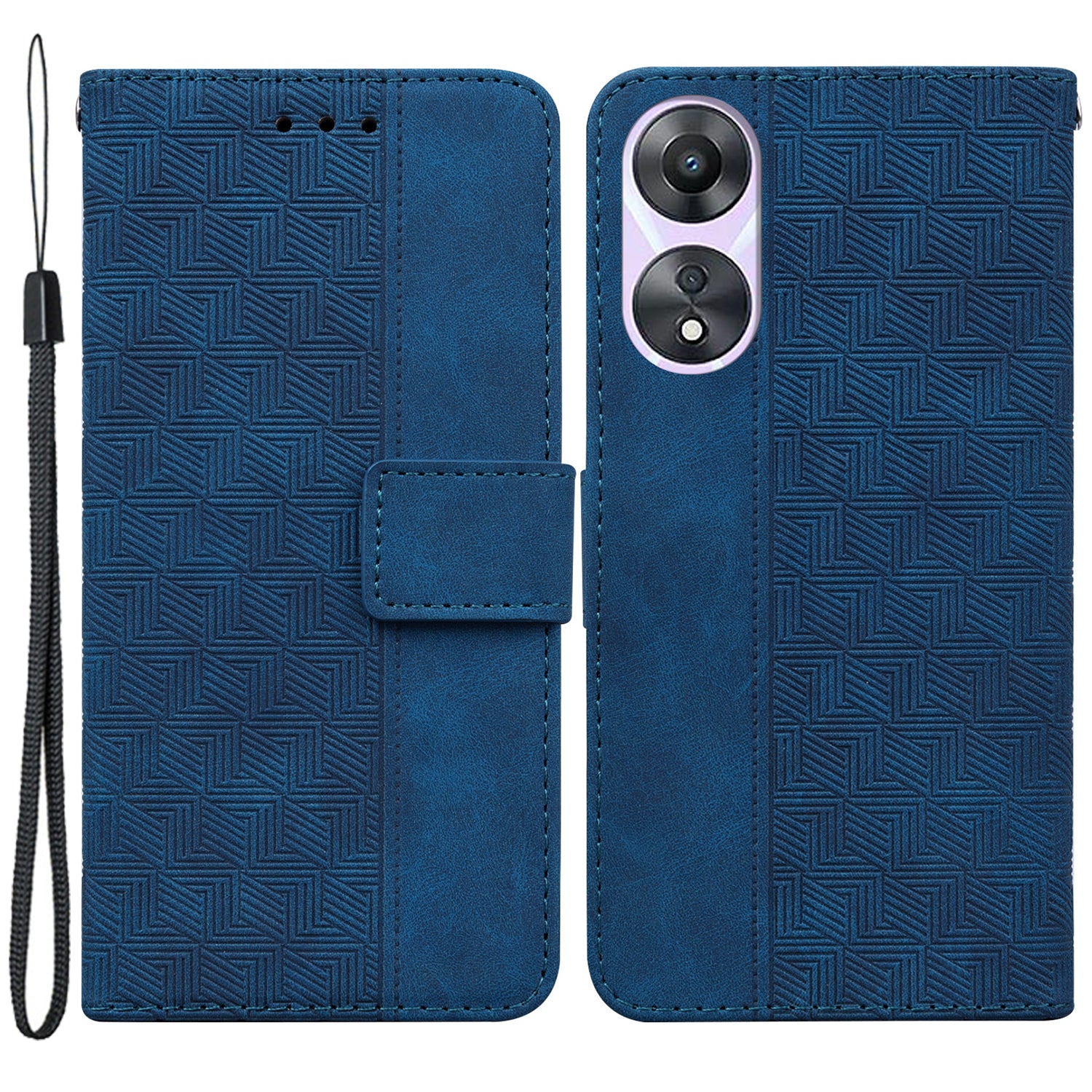 For Oppo A58 5G Imprinted Geometry Pattern Phone Case PU Leather Magnetic Closure Hand Strap Stand Wallet Shockproof Flip Phone Cover For Oppo A58 5G Imprinted Geometry Pattern Phone Case PU Leather Magnetic Closure Hand Strap Stand Wallet Shockproof Flip Phone Cover